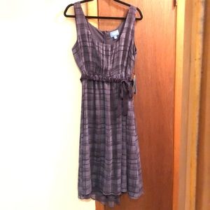 SimplyVera Purple Plaid Belted Dress w/ Train NWT
